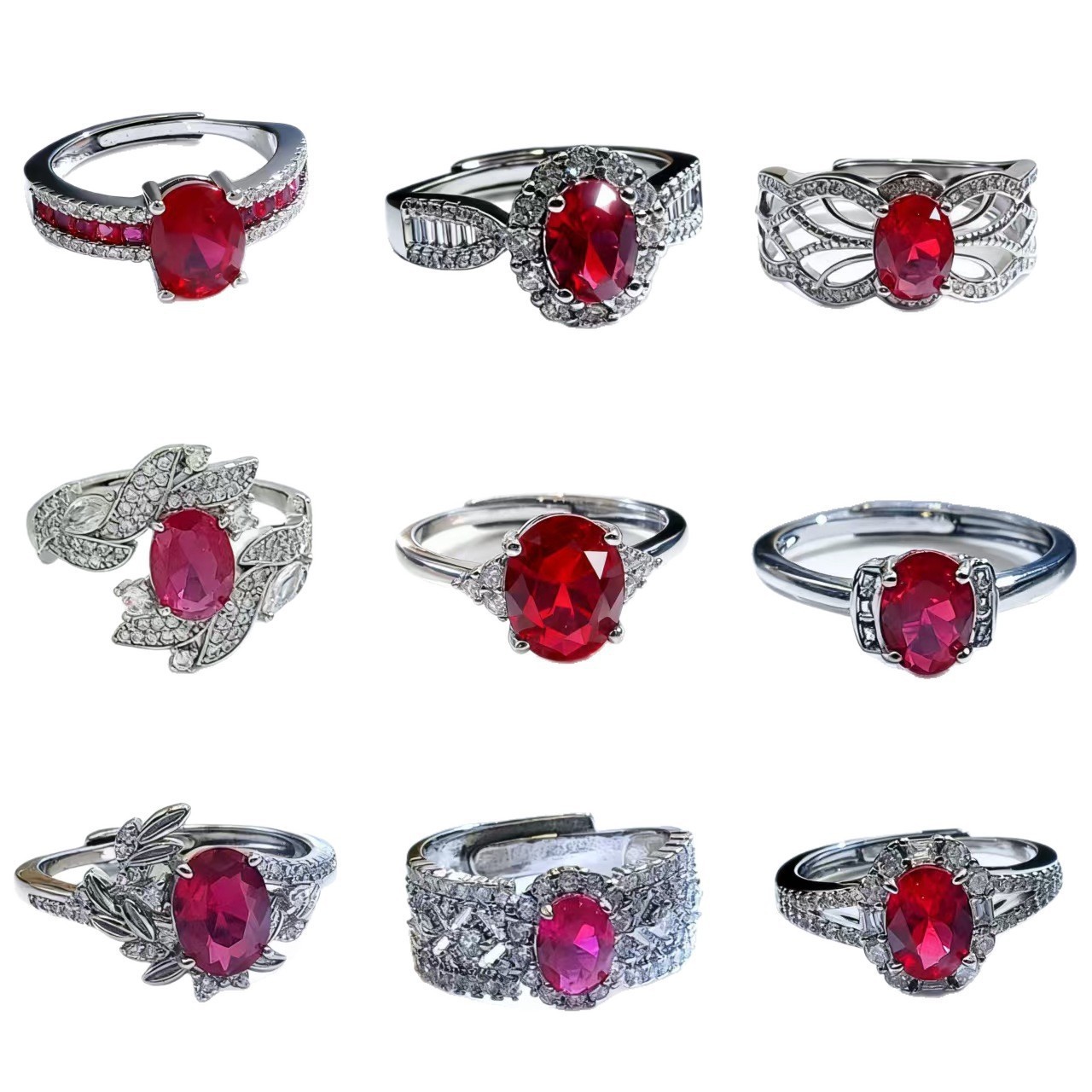 New Style Jewelry Egg-Shaped Cultured Ruby Ring, Niche High-End Colored Gemstone Red Corundum Open Ring
