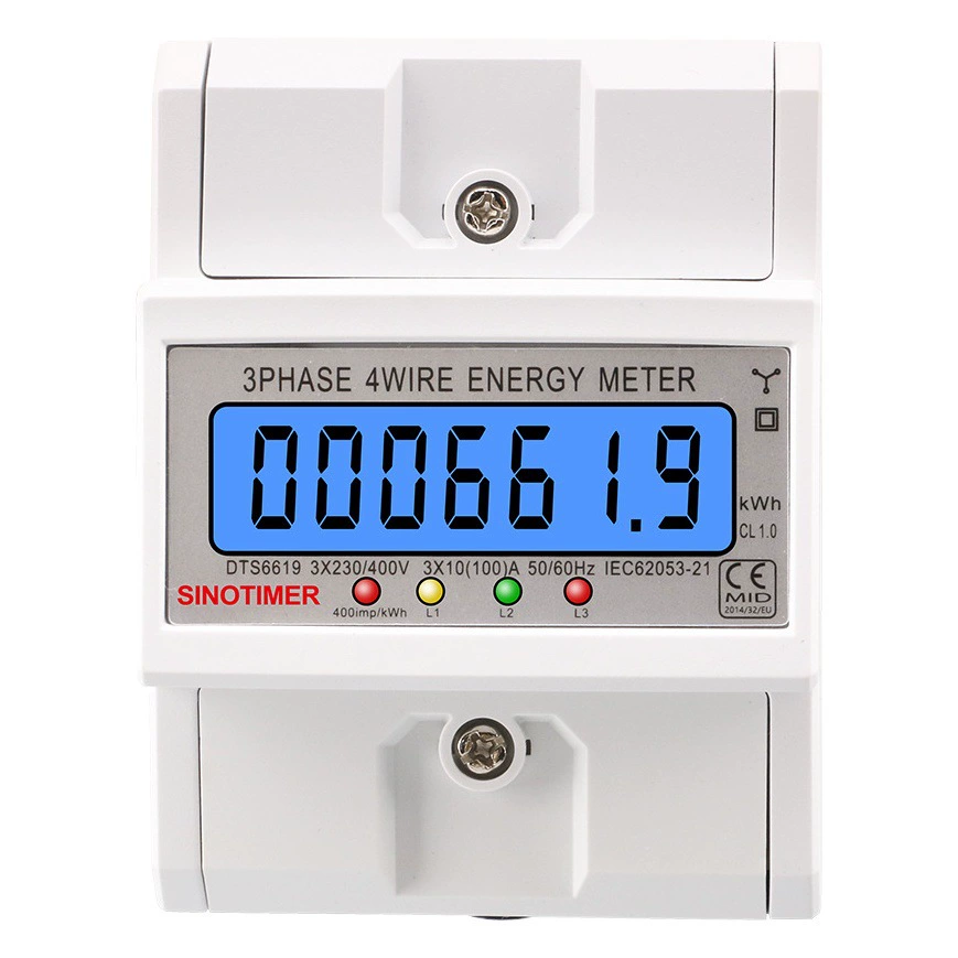 Направляющая Трехфазная подсветка ЖК-дисплей мощность кВтч бытовой ватт-час метр ватт-час 100A 3*230/400VAC