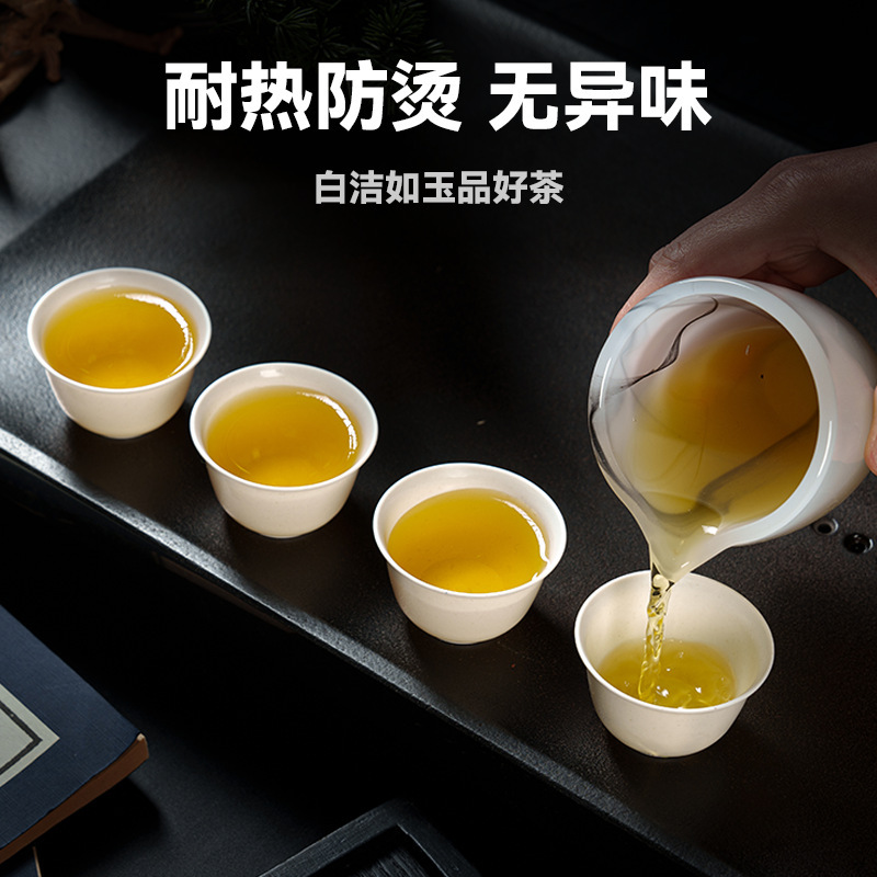 使い捨てのティーカップの工夫のティーカップは厚くて硬い高温の籾殻のコップの携帯の茶器の旅行をプラスしてお茶のコップを飲みます。|undefined