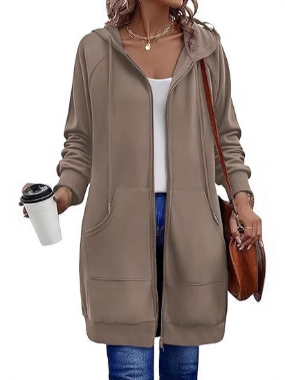 Long sports big woolen hoody with zipper