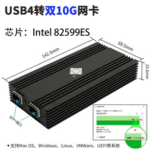 Le Enlai USB4 to 10G Dual Optical Port SFP Network Card Compatible with Thunderlight 3/4 for Apple MAC M4