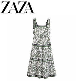 ZAZA 自制欧美风 批发女装 时尚百搭气质休闲印花吊带连衣裙发50
