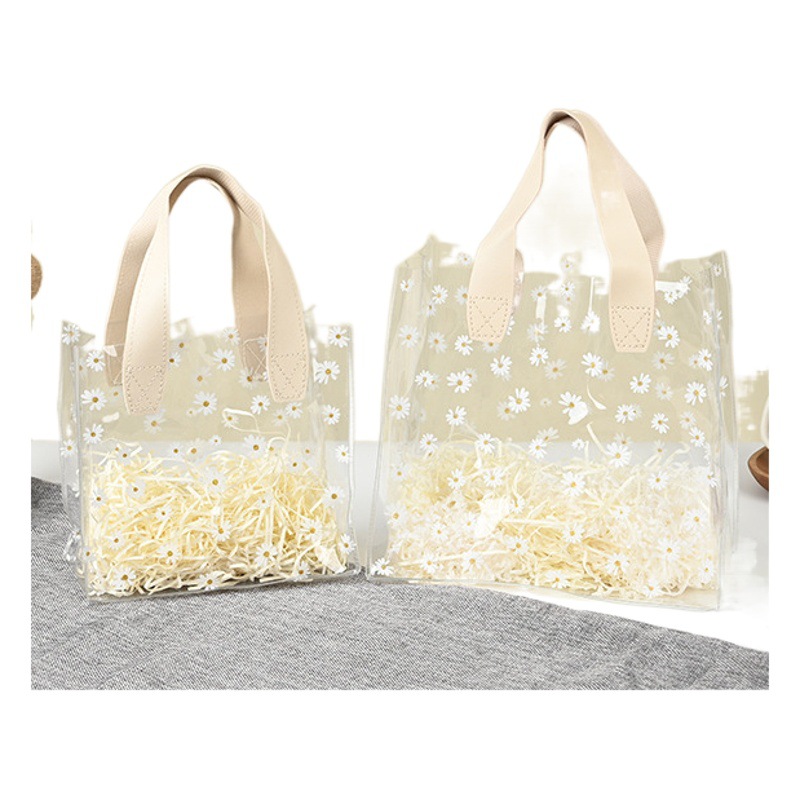 Bolsa de mano tipo margarita transfronteriza, bolsa de regalo de plástico transparente de PVC, bolsa de dulces, regalo de boda, recuerdo para damas de honor