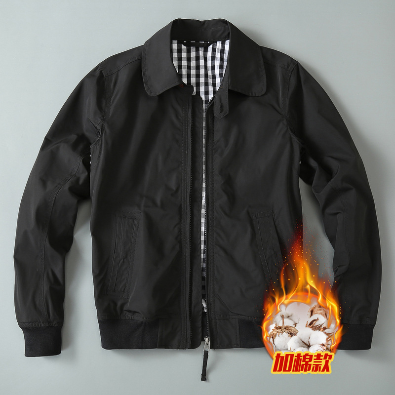 Hot-Selling Men's Thickened Flight Jacket with Cotton Lining, Casual Zip-Up Coat, Temperature-Locking Lapel, for Autumn and Winter