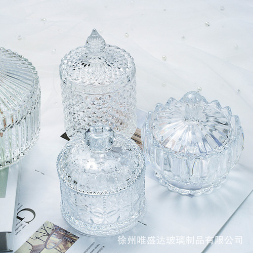 Mongolian yurt glass jar storage jar Roman jar European glass jar candle cup aromatherapy cup candy storage jar