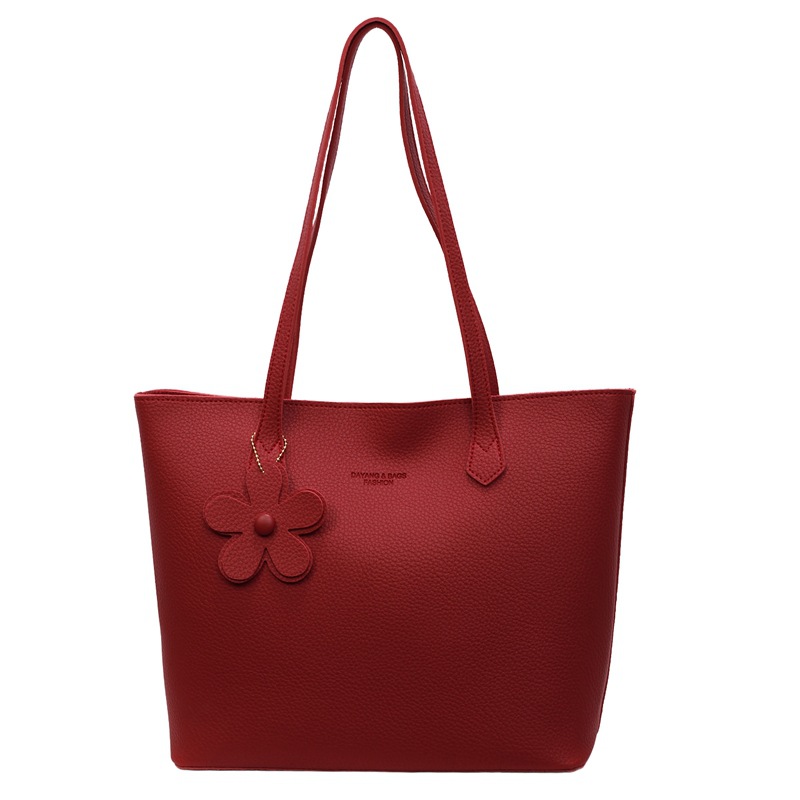 Bolso rojo de gran capacidad para mujeres versátil 2025 nuevo bolso de hombro casual simple para trabajar bolso de viaje