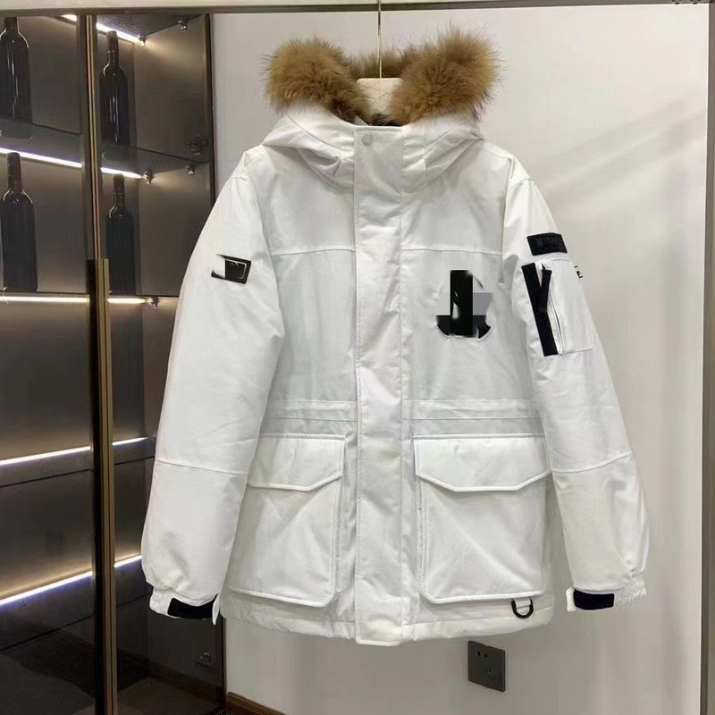 新款纯原洋基队连帽NY羽绒服女中长款加厚保暖大毛领工装冬季外套|undefined