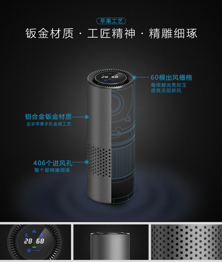 Car Air Purifier Filter Element for Formaldehyde Removal, Indoor Disinfection and Purification, Handheld Sensor, Wholesale Car-Use Negative Ions