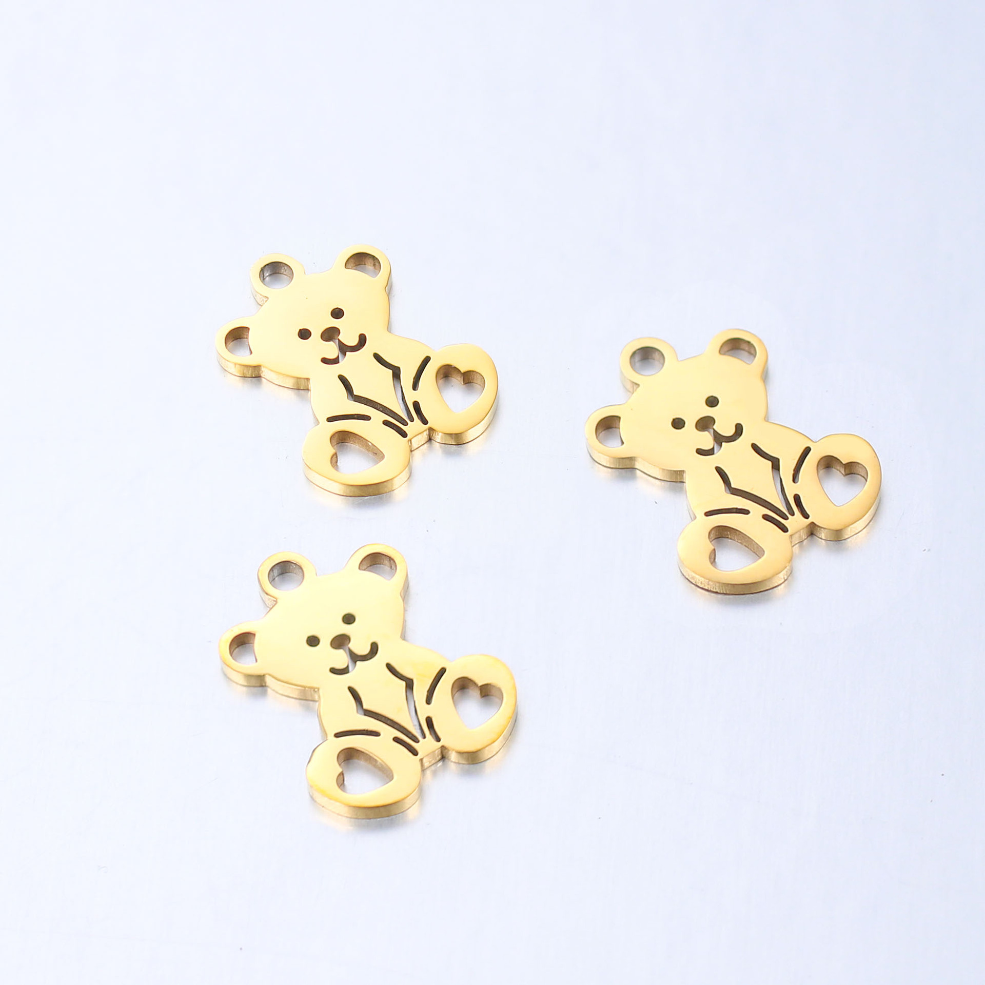 DOOYIO 5 teile/los Edelstahl Charms Hohl Bär Anhänger Kreative Tier Niedlich Für Frauen DIY Schmuck Kennzeichnung Liefert – Detail 6