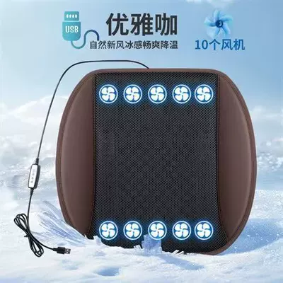 Air-Cooled Seat Cushion, 12V/24V Ventilated: Cool pad - x-usb-air-cushion-charming-coffee-with-10-fans