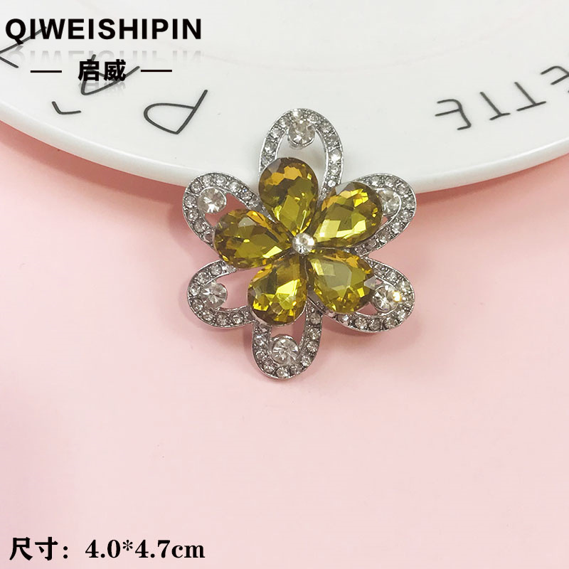 启威长方形花盘珍珠钻五角diy材料 水钻扣鞋包包花配饰  合金配件|undefined
