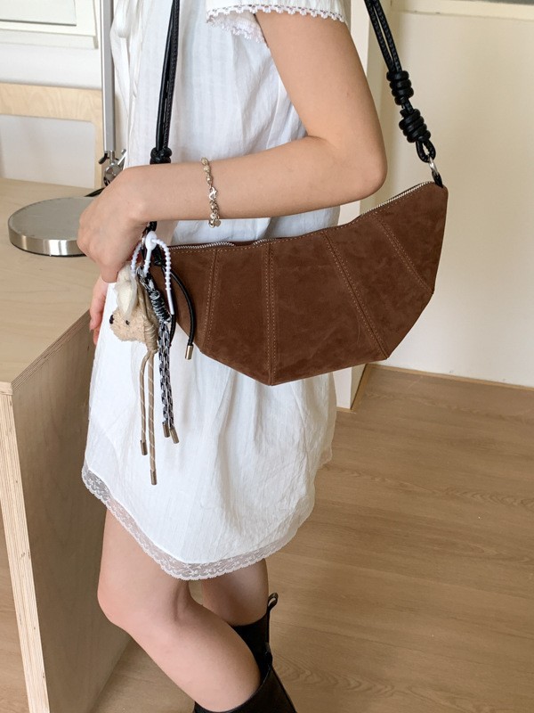 Bolso Bandolera Tipo Dumpling de PU con Costuras para Uso Diario