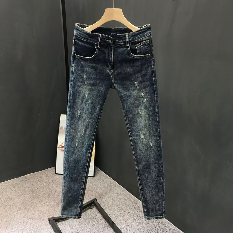 Jeans Men's Spring and Summer Slim-fit Skinny Pants Trendy Brand Men's Korean-style Stretch Fashion Casual Long Pants