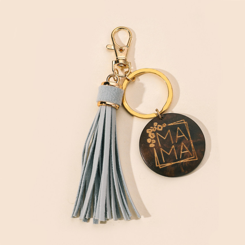 17g Weight Keychain Classification 1 Piece Quantity Casual, Holiday, Daily Occasion Pu Leather Material Mother'S Day Festival Letter, Tassel Pattern Unisex Gender Modern Style Style Modern Style Letter Tassel Pu Leather Mother'S Day Unisex Keychain 21
