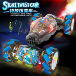 跨境新品遥控扭变特技车手感漂移越野翻滚电动变形灯光儿童玩具车