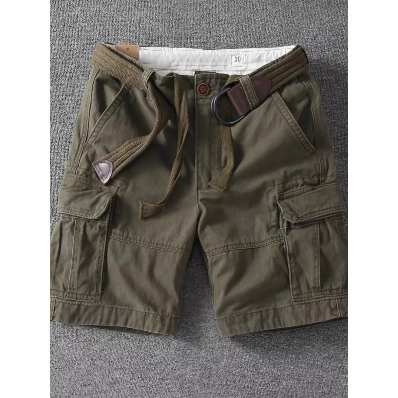 Men's Cargo Shorts Japanese Style Summer New Trendy Brand Five-Point Shorts Retro Loose Straight Multi-Pocket Casual Mid-Length Shorts Men