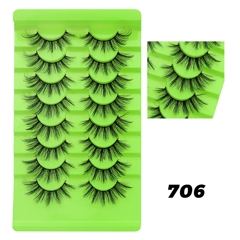 DINGSEN fuente transfronteriza fábrica pestañas falsas 8 pares de pestañas naturales gruesas de gran volumen LOGO