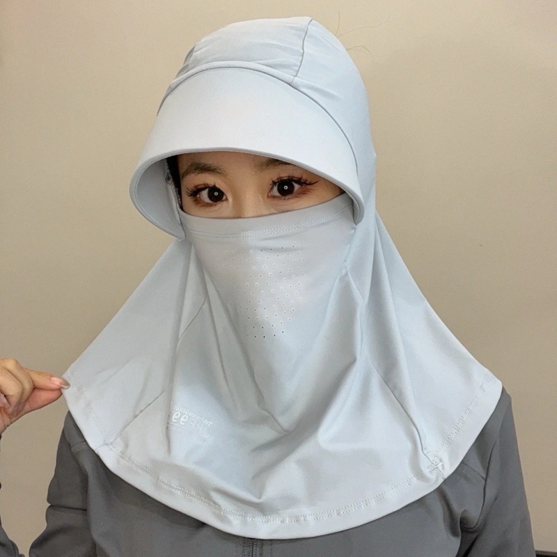 骑行脸基尼遮阳防晒面罩帽子一体护颈面纱防紫外线口罩女夏季冰丝