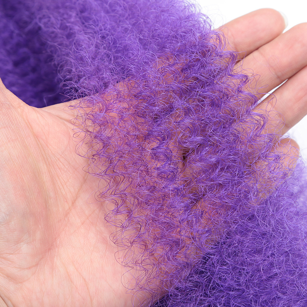 Peluca de pelo largo y rizado de fibra química de oruga de 24 pulgadas Kinky Afro Twist Braid trenza de explosión esponjosa