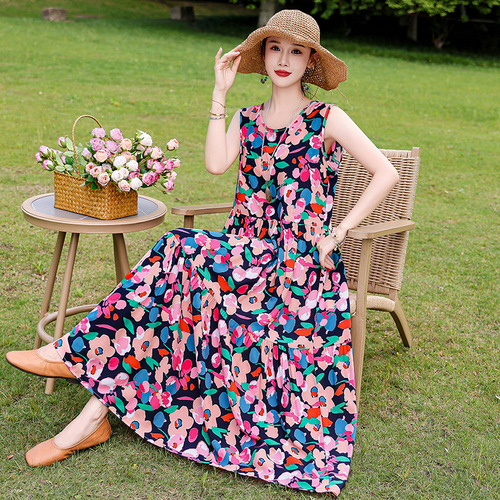 2025 New Beach Vacation Sandals Dress Super Fairy Bohemian Backless Dress High-end Cotton Silk Dress Slimming