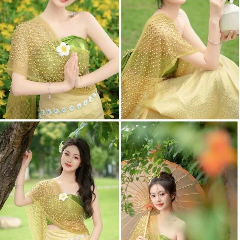 西双版納ダイ族スカートスーツダイ服ネット有名人旅行ダンス衣装大人タイ風ウェア3点セット|undefined