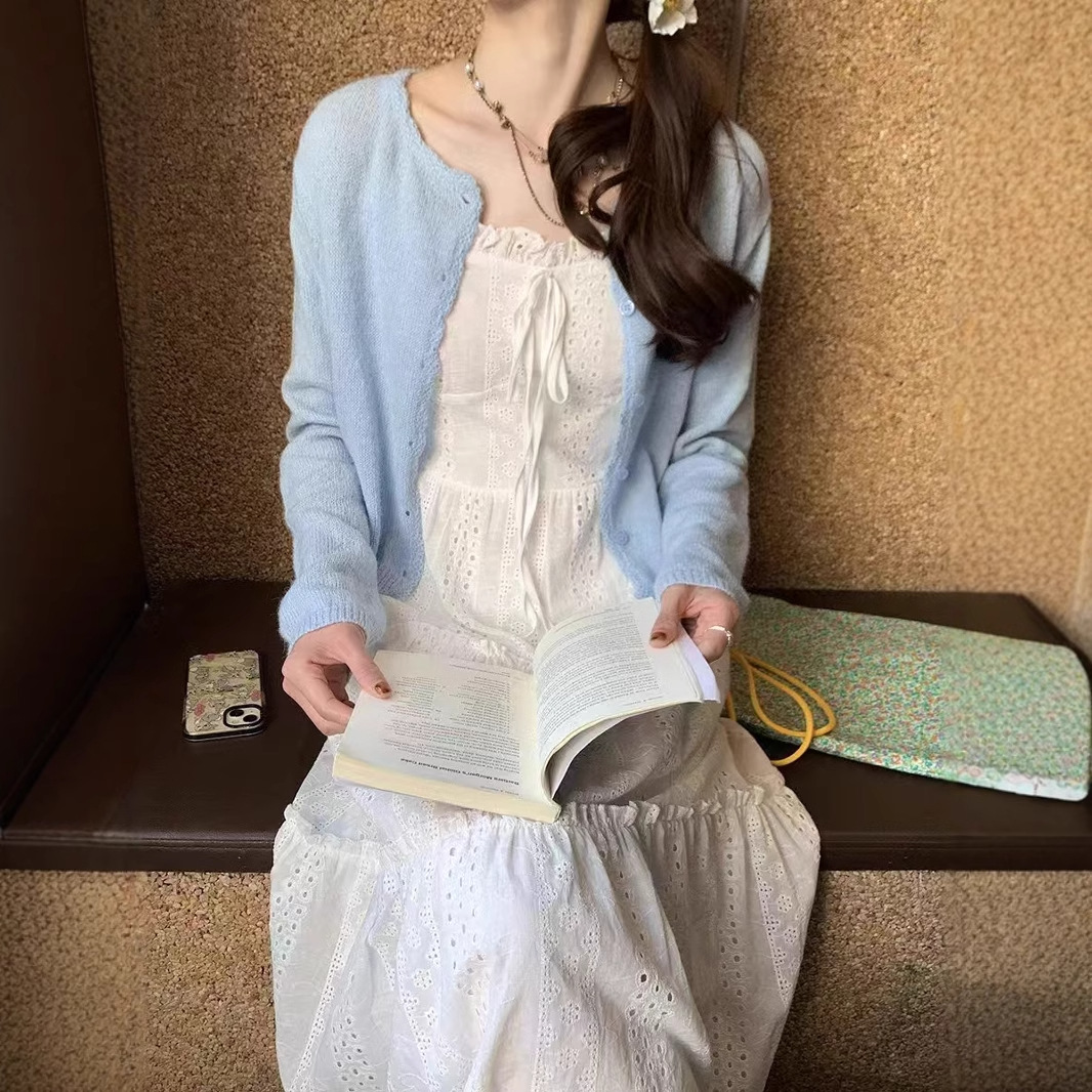 2025 primavera coreana dulce versátil adelgazamiento suave delgada cardigan de punto de hebilla de una sola fila suéter glutinoso suave abrigo mujer image 4