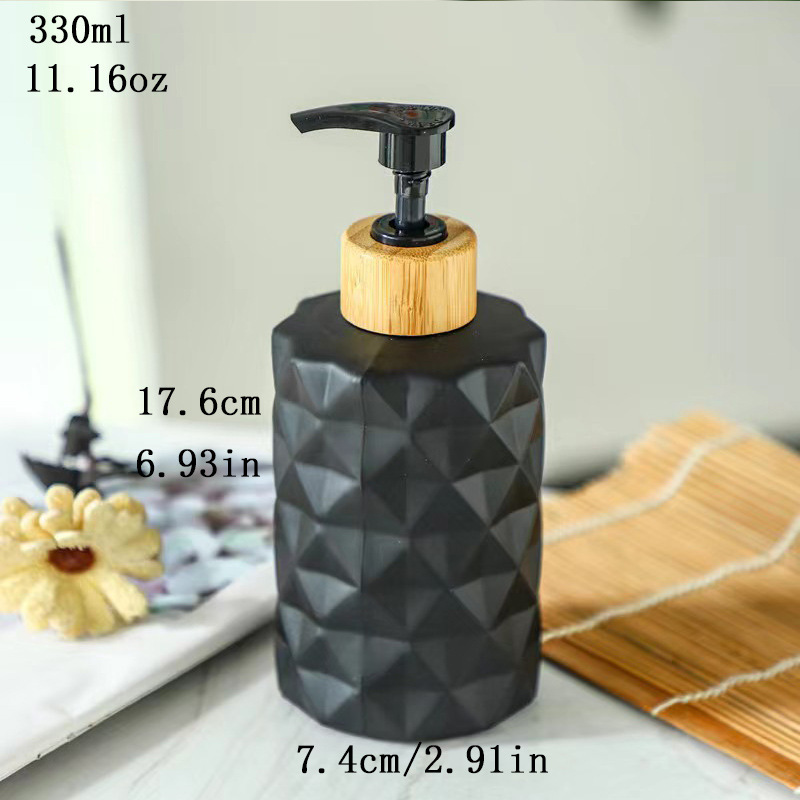 Dispensador de jabón líquido de vidrio negro mate, frasco recargable para baño o cocina