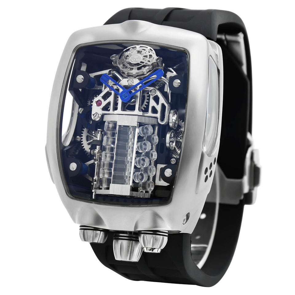 Bugatti 16-Cylinder Engine Watch Men's Barrel-Shaped Large Dial Waterproof Personalized Cut Out Mechanical Watch