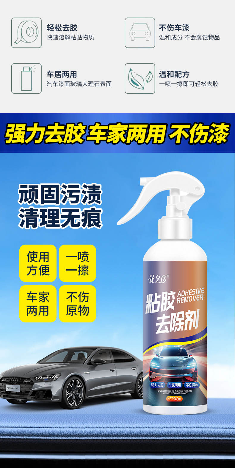 Huaxiyan Glue Remover Car Glass Film Adhesive Remover Solar Film Double-Sided Tape Self-Adhesive Removal Glue