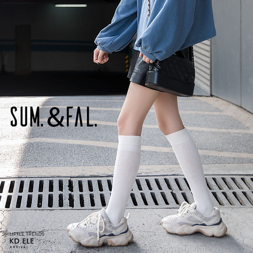 Wholesale 200 needle versatile cotton socks knee-high socks autumn and winter solid color black and white long socks mid-tube JK pressure slimming socks