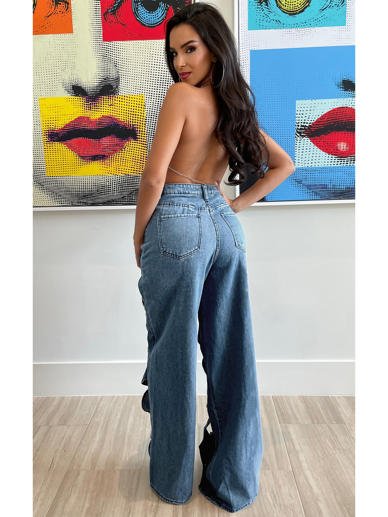 Frau Täglich Gruppe Bar Strassenmode Einfarbig In Voller Länge Jeans Gerade Hosen display picture 4