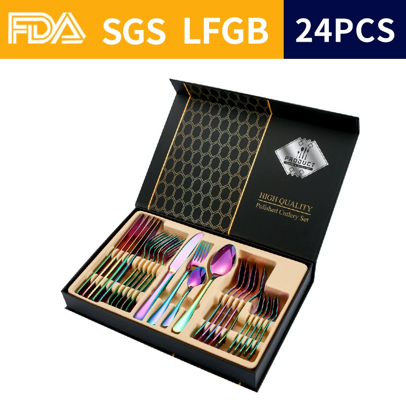 Tableware, set stainless steel, gift box, Amazon, 24 pieces, (Cross-border trading)