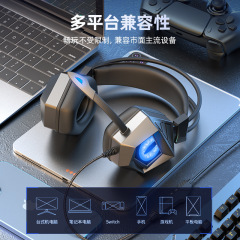 有線ヘッドフォンゲーム専用の発光線制御携帯電話のイヤホンの電気競争ヘッドセットのアマゾンがよく売れています。