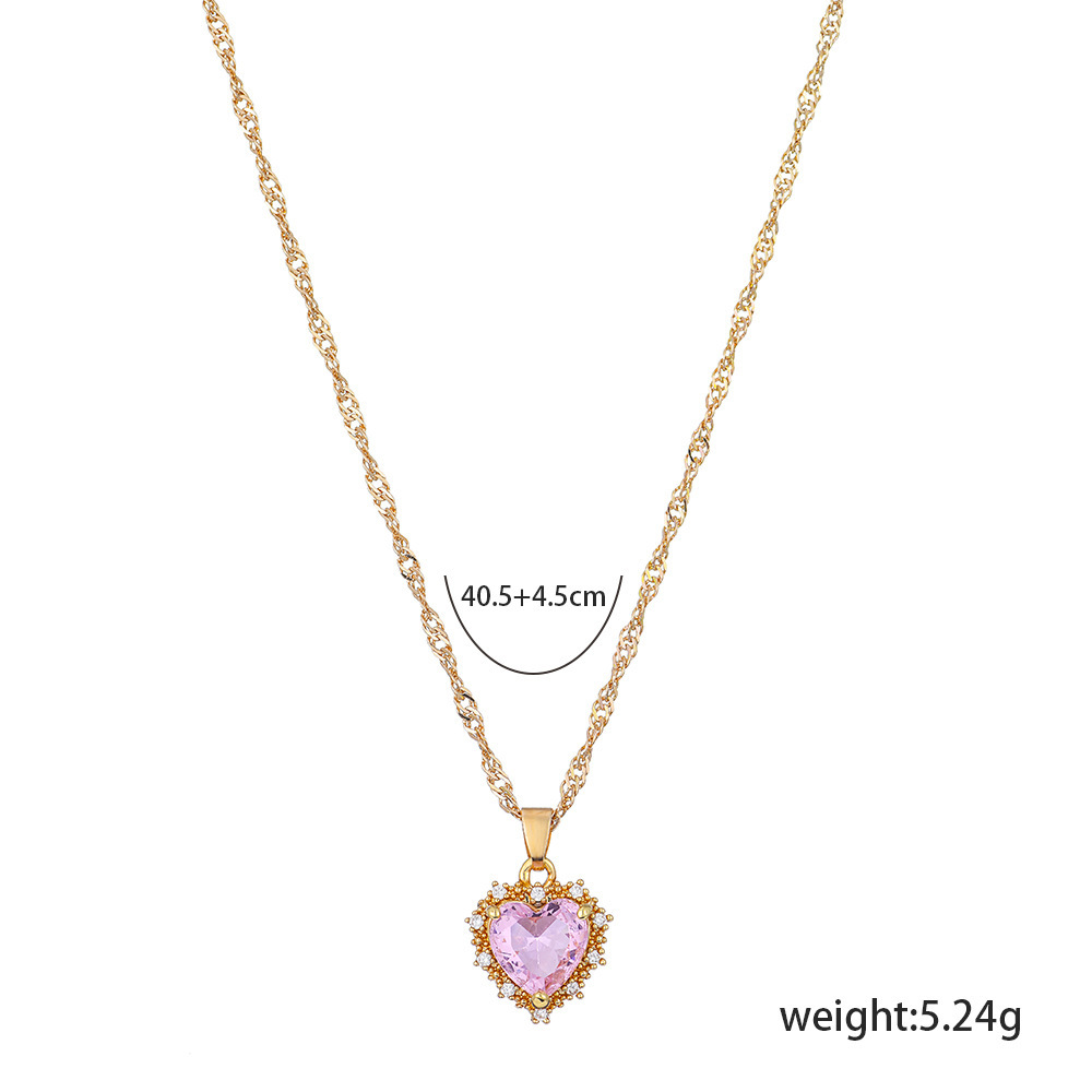 Alloy Rhinestone Simple Style Plating Heart Shape Pendant Necklace display picture 2