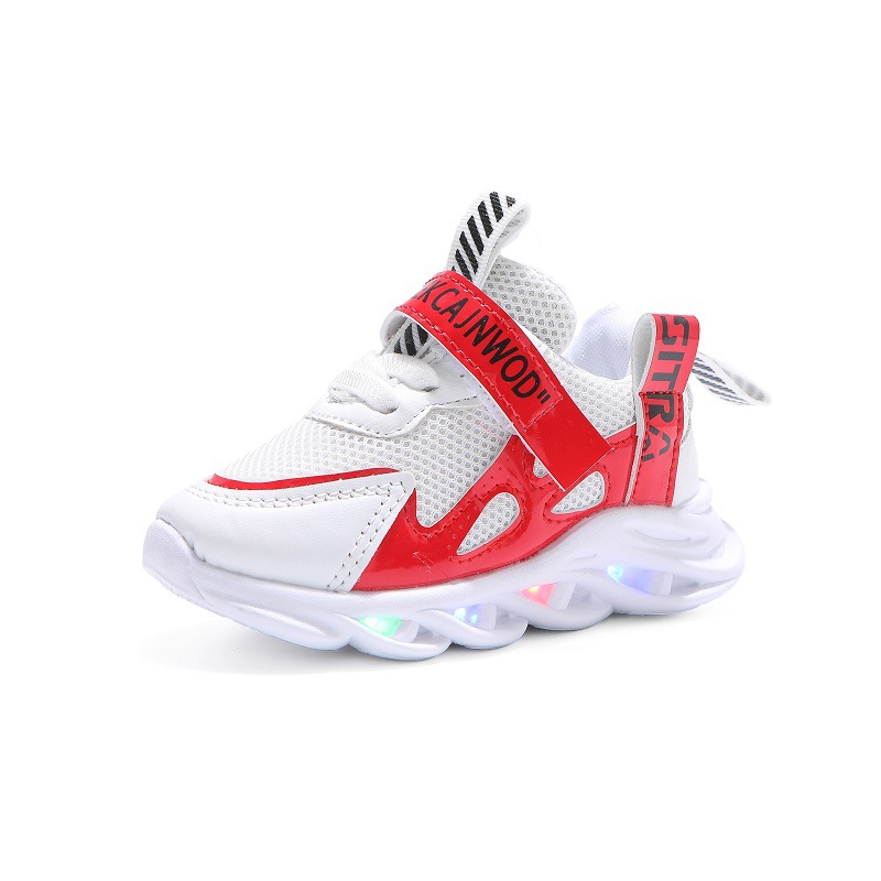 2024 Nieuwe LED Letter Ribbon Mesh Ademende Kinderen 1-6 Jaar Lichte Casual Sportschoenen_voghion.com
