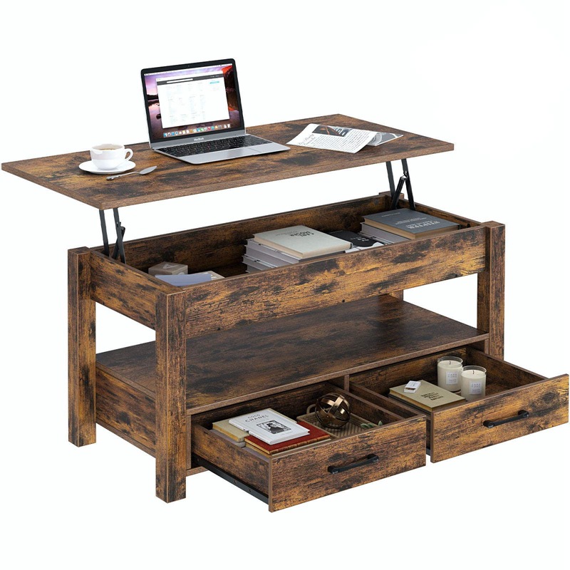 Mesa de café multifuncional de doble uso pequeño apartamento simple luz estilo de lujo sala de estar hogar creativo plegable mesa de café de elevación