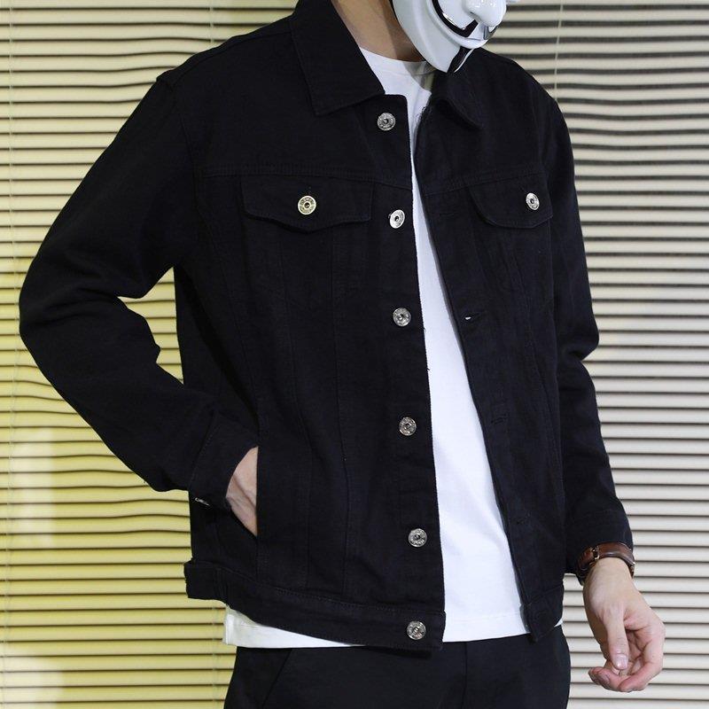 Spring and Autumn Men's Denim Jacket Slim-fit All-match Solid Color Work Jacket Men's Fashionable Casual Denim Jacket