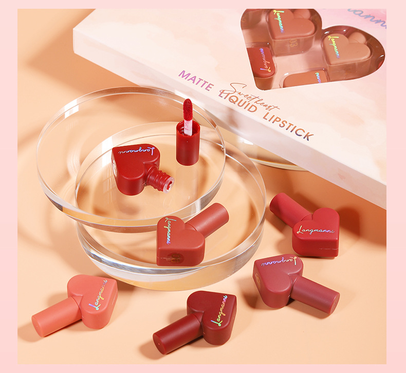 Langmanni Matte 12-color heart-shaped matte lipstick set and velvet Lip gloss set for Amazon undefined