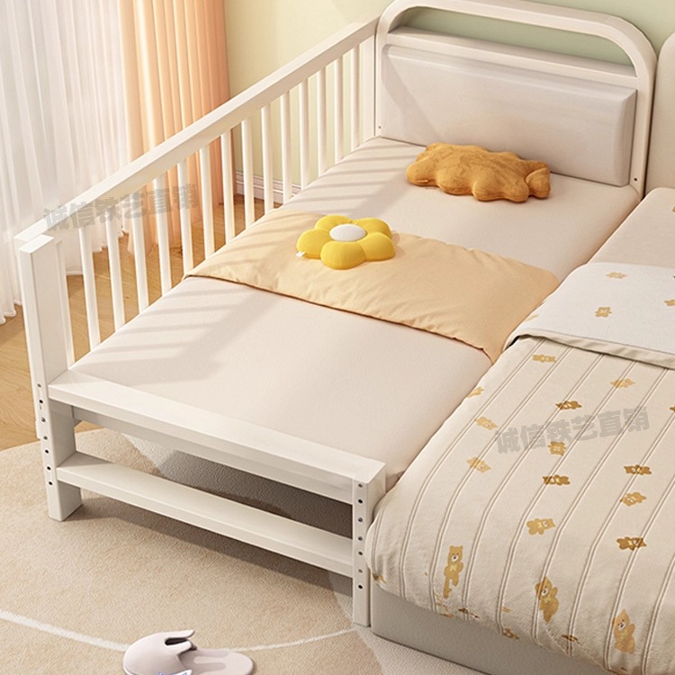 Children's Bed Spliced ​​Bed Wrought Iron with Guardrail Baby Crib Boy Girl Widened Custom Bed Baby Single Bed