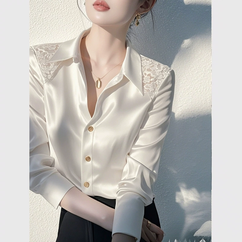 Белая рубашка, модный элитный роскошный молодежный стильный базовый слой на весну 2025 года.