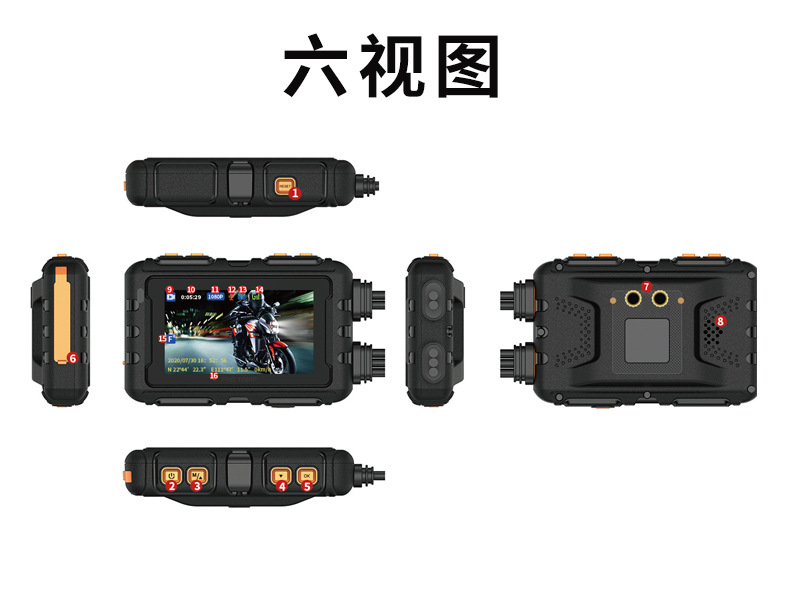 1080 HD locomotive recorder with wire control waterproof front and rear double recording factory wholesale motorcycle driving recorder