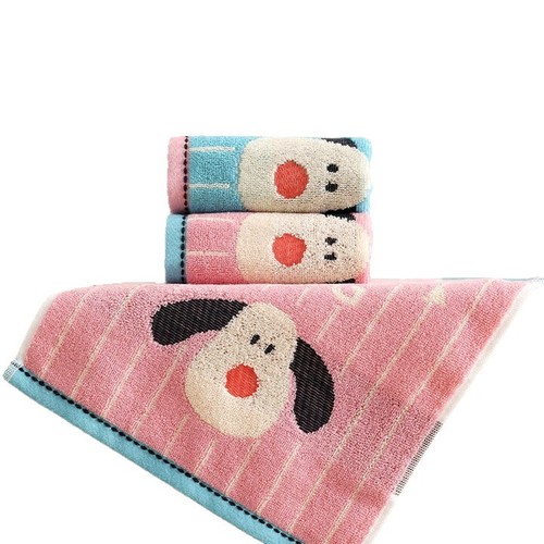 Pure Cotton Square Towel for Kids, All-Cotton Class A Nursery Handkerchief with Adorable Cartoon Bear Design—Perfect for Face Washing at Home