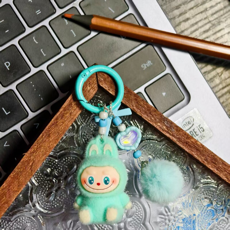植绒迷你Labu拉布布无娃钥匙扣搪胶萌粒遛娃包包手机挂件可爱挂饰|undefined