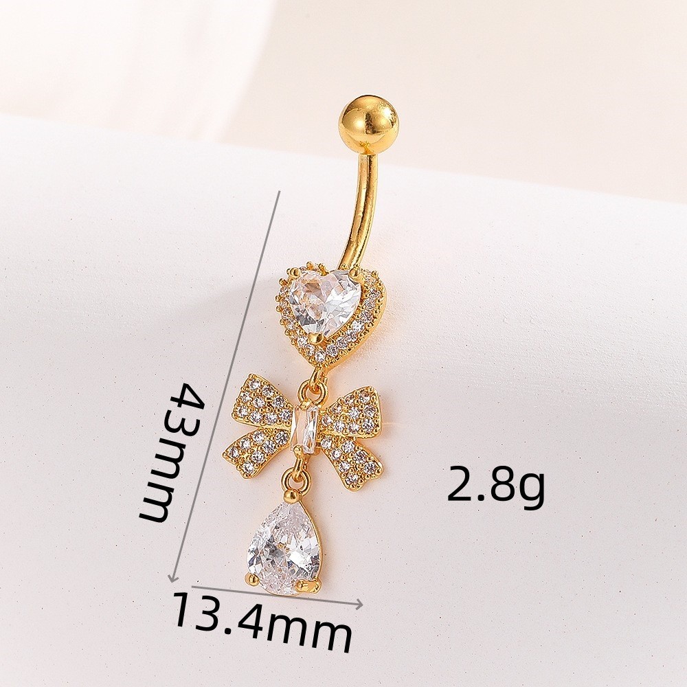 New Bow Zircon Navel Ring Belly Button Piercing Jewelry Online Wholesale Gold Copper detail image 14