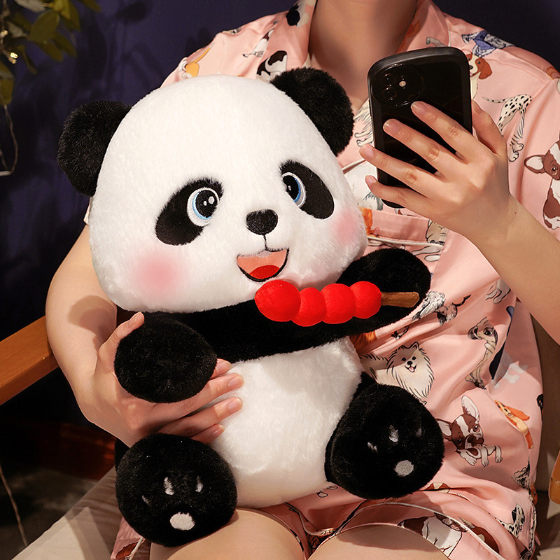 (2개) 귀여운 그물 빨간 설탕 베리 자이언트 팬더 인형 사천 자이언트 팬더 인형 어린이 베개 동물원 기념품