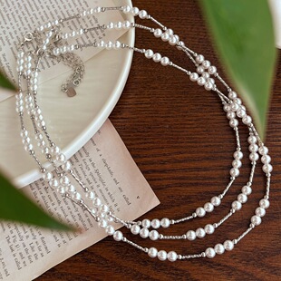 New Chinese Style high quality Imitation Shijia Artificial Pearl Gypplymoxa Clavicle Chain Neckchain