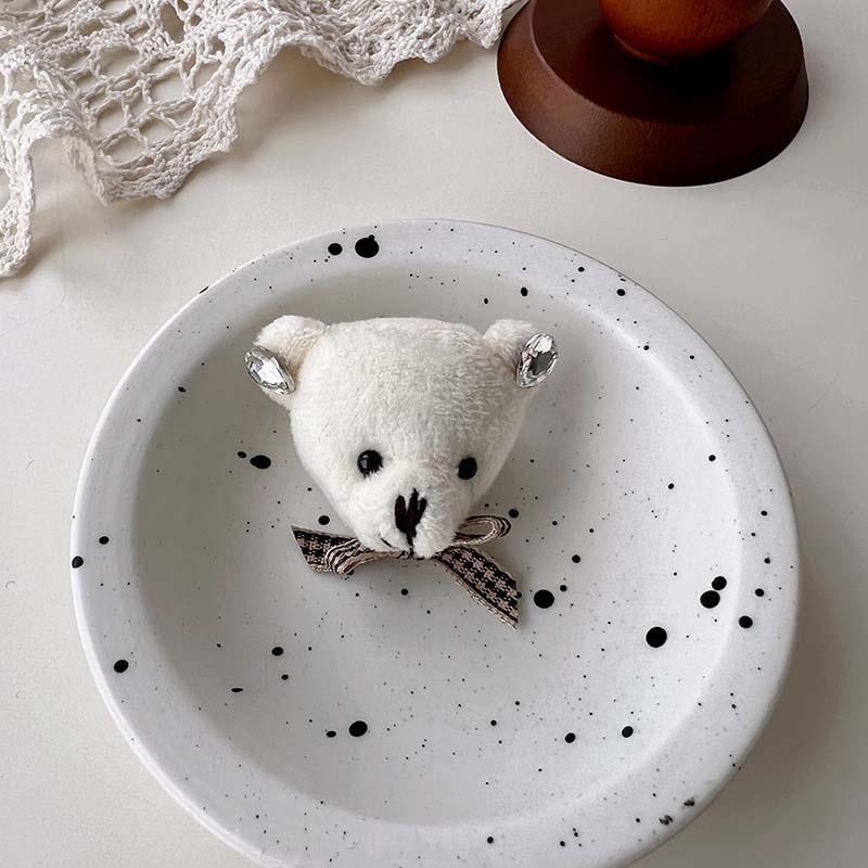 Ours et petit lapin ~ Broche mignonne en forme de cœur avec nœud papillon et strass, version coréenne_voghion.com