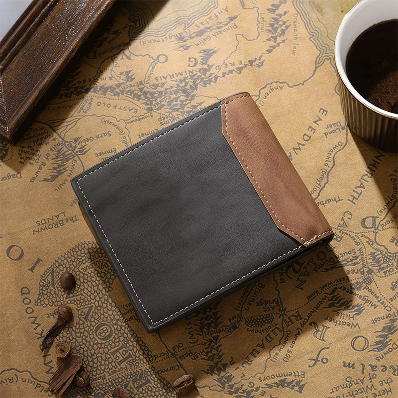 Amazon nuevo tipo de cartera para hombres de alto nivel, nuevo diseño de patrón corto de cuero de vaca, bolso de cambio de cuero para hombres