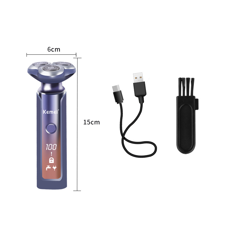 Kemei máquina de afeitar KM-1941s transfronteriza nuevo lavado de cuerpo completo LCD pantalla digital hombres maquinilla de afeitar eléctrica