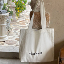 可爱手提空白帆布袋现货logo创意单肩黑色棉布包彩印日系印花广告